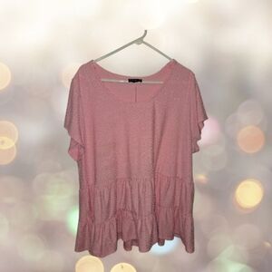 Lane Bryant Clip Dot Swing Tiered Cap-Sleeve Top Pastel Pink Size 22/24